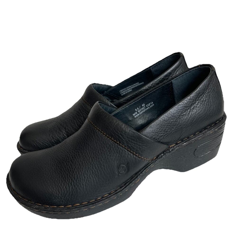 Born Black Leather Slip On Mule Clogs Shoes Women's EU 40 - US 8.5 M/W